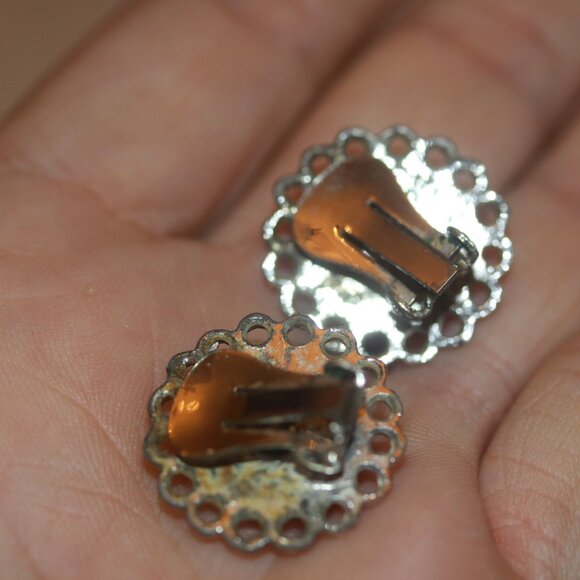 Vintage Silver Plated BUTTERFLY WING Clip EARRINGS - Picture 3 of 4